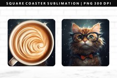 Funny Cat Square Coaster Design | Square Coaster PNG Product Image 1
