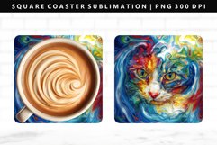 Colored Cats Square Coaster Design | Square Coaster PNG Product Image 1