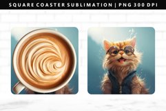 Funny Cat Square Coaster Design | Square Coaster PNG Product Image 1