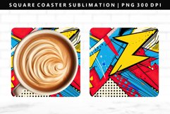 Retro Pop Art Square Coaster Design | Square Coaster PNG Product Image 1