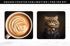 Funny Cat Square Coaster Design | Square Coaster PNG Product Image 1