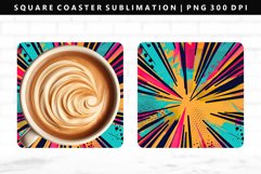 Retro Pop Art Square Coaster Design | Square Coaster PNG Product Image 1