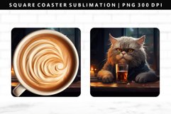 Funny Cat Square Coaster Design | Square Coaster PNG Product Image 1