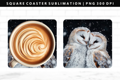 Owl Square Coaster Design | Square Coaster PNG Product Image 1