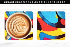 Retro Pop Art Square Coaster Design | Square Coaster PNG Product Image 1