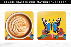 Butterfly Square Coaster Design | Square Coaster PNG Product Image 1