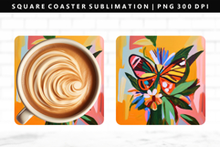 Butterfly Square Coaster Design | Square Coaster PNG Product Image 1