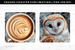 Owl Square Coaster Design | Square Coaster PNG Product Image 1