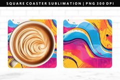 Retro Pop Art Square Coaster Design | Square Coaster PNG Product Image 1