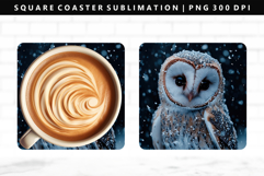 Owl Square Coaster Design | Square Coaster PNG Product Image 1