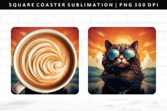 Funny Cat Square Coaster Design | Square Coaster PNG Product Image 1