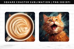 Funny Cat Square Coaster Design | Square Coaster PNG Product Image 1