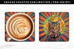 Colored Cats Square Coaster Design | Square Coaster PNG Product Image 1