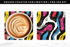 Retro Pop Art Square Coaster Design | Square Coaster PNG Product Image 1