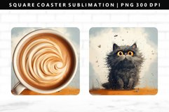 Funny Cat Square Coaster Design | Square Coaster PNG Product Image 1