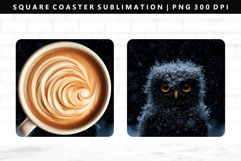 Owl Square Coaster Design | Square Coaster PNG Product Image 1