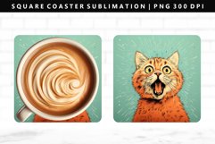 Funny Cat Square Coaster Design | Square Coaster PNG Product Image 1