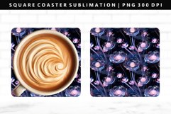 Flower Square Coaster Design | Square Coaster PNG Product Image 1