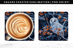 Owl Square Coaster Design | Square Coaster PNG Product Image 1