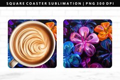 Flower Square Coaster Design | Square Coaster PNG Product Image 1