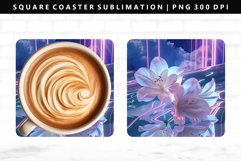 Flower Square Coaster Design | Square Coaster PNG Product Image 1