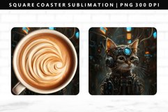 Funny Cat Square Coaster Design | Square Coaster PNG Product Image 1