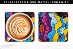 Retro Pop Art Square Coaster Design | Square Coaster PNG Product Image 1