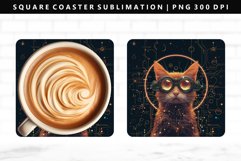 Funny Cat Square Coaster Design | Square Coaster PNG Product Image 2