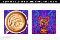 Colored Cats Square Coaster Design | Square Coaster PNG Product Image 1