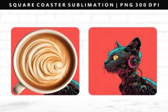 Funny Cat Square Coaster Design | Square Coaster PNG Product Image 1