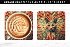 Colored Cats Square Coaster Design | Square Coaster PNG Product Image 1