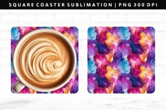 Alcohol Ink Square Coaster Design | Square Coaster PNG Product Image 1