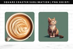 Funny Cat Square Coaster Design | Square Coaster PNG Product Image 1