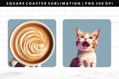 Funny Cat Square Coaster Design | Square Coaster PNG Product Image 1