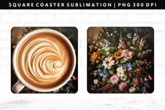 Flower Square Coaster Design | Square Coaster PNG Product Image 1