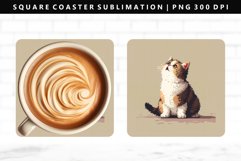 Funny Cat Square Coaster Design | Square Coaster PNG Product Image 1