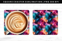 Alcohol Ink Square Coaster Design | Square Coaster PNG Product Image 1