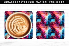 Alcohol Ink Square Coaster Design | Square Coaster PNG Product Image 1