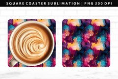 Alcohol Ink Square Coaster Design | Square Coaster PNG Product Image 1