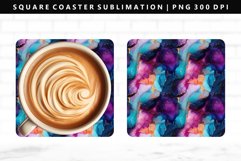 Alcohol Ink Square Coaster Design | Square Coaster PNG Product Image 1