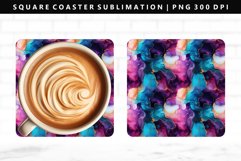 Alcohol Ink Square Coaster Design | Square Coaster PNG Product Image 1