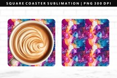 Alcohol Ink Square Coaster Design | Square Coaster PNG Product Image 1