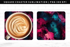 Alcohol Ink Square Coaster Design | Square Coaster PNG Product Image 1