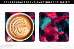 Alcohol Ink Square Coaster Design | Square Coaster PNG Product Image 1