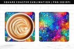 Alcohol Ink Square Coaster Design | Square Coaster PNG Product Image 1