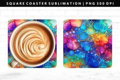 Alcohol Ink Square Coaster Design | Square Coaster PNG Product Image 1