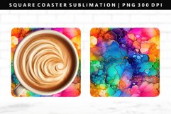 Alcohol Ink Square Coaster Design | Square Coaster PNG Product Image 1