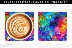 Alcohol Ink Square Coaster Design | Square Coaster PNG Product Image 1