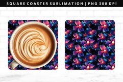 Flower Square Coaster Design | Square Coaster PNG Product Image 1