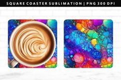 Alcohol Ink Square Coaster Design | Square Coaster PNG Product Image 1